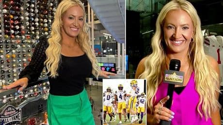 Female LSU sideline reporter slams ESPN cameraman for 'shoving her out of the way' to get on the field