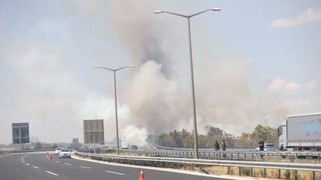 Kırklareli'nde ağaçlık alanda çıkan yangın: Avrupa Otoyolu trafiğe kapatıldı