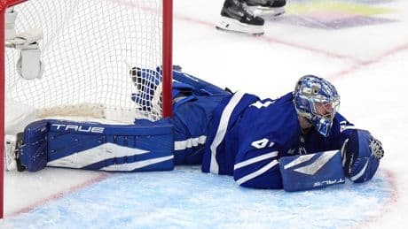 Leafs’ Stolarz skates before practice