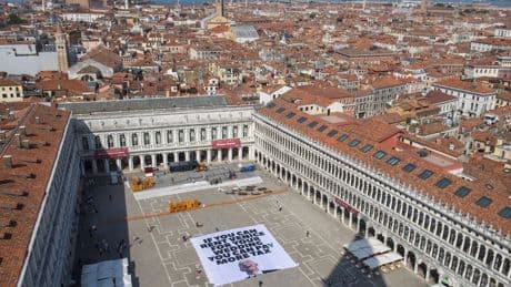Greenpeace joins anti-Bezos protest with Venice banner complaining about billionaire tax breaks