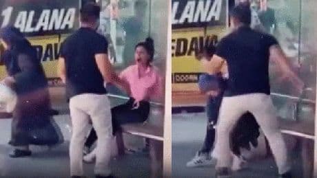 Komşusunun kızını otobüs durağında tornavida ile yaraladı; o anlar kamerada