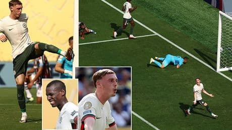 Cole Palmer is left FUMING as Nicolas Jackson fails to give him a simple tap in - and hits the side netting instead - as Chelsea star kicks the post in anger