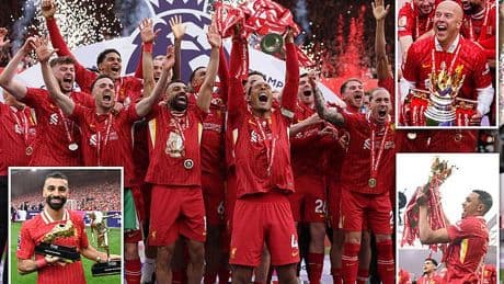 Liverpool Premier League trophy lift LIVE: Arne Slot's side celebrate league triumph at Anfield - after being held to 1-1 draw with Crystal Palace on final day