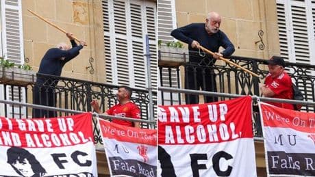 Elderly Bilbao local attacks Man Utd fans with pointed stick ahead of Europa League final