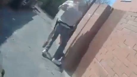 Dramatic footage shows rugby-playing police officer tackle and arrest wanted man