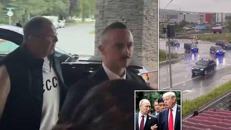 Sergei Lavrov trolls the West by wearing Soviet CCCP top to showdown between Trump and Putin in Alaska