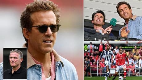 Wrexham's Hollywood owners Ryan Reynolds and Rob McElhenney jet in to cheer on their club's first Championship home game of the season against West Brom