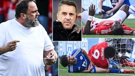 Nottingham Forest launch blistering attack on 'baseless, ill-informed outrage' - after Gary Neville labelled Evangelos Marinakis 'scandalous' for entering the pitch