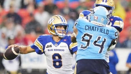 Winnipeg Blue Bombers QB Zach Collaros ruled out for rematch against Argos