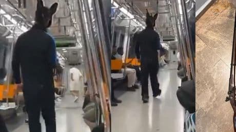Tavşan maskesi ve tüfekle metroya giren kişi gözaltına alındı