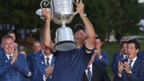 Scottie Scheffler has awkward trophy mishap during PGA Championship celebration: ‘We’ll fix it’