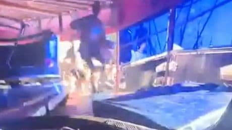 Fairground terror as waltzer car hurtles off tracks while families scream