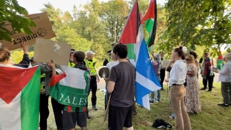 JD Vance greeted by angry Palestine protesters as he arrives in Scotland for holiday