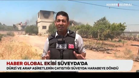 Haber Global ekibi ateşkes sonrası Süveyda'da! Birçok evden dumanlar yükseliyor
