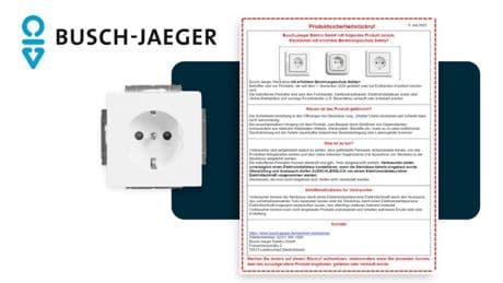 Lebensgefahr: Busch-Jaeger ruft Steckdosen Safety+ zurück