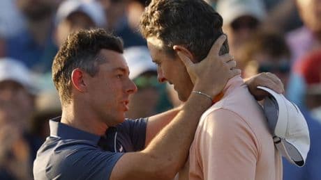 Rory McIlroy and Justin Rose bromance stronger than ever at The Open as they relive nerve-shredding Masters play-off