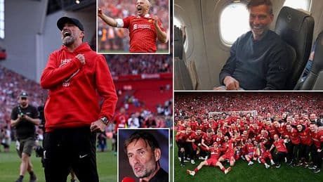 'Let's have the best weekend of our lives!': Jurgen Klopp jets in for Liverpool's Premier League title party returning to Anfield for the first time since departing last summer