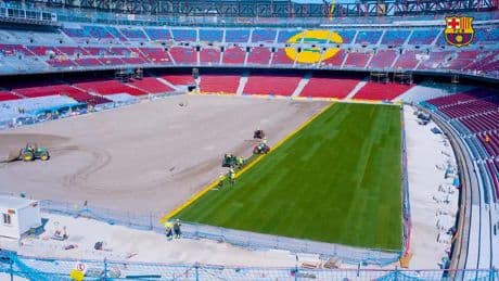 El césped ya asoma en el Spotify Camp Nou