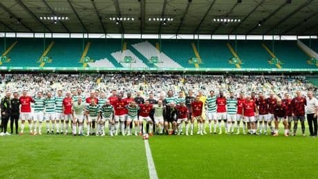 Celtic legends vs Man Utd in pictures as fan steals a corner flag while baffled big names watch on