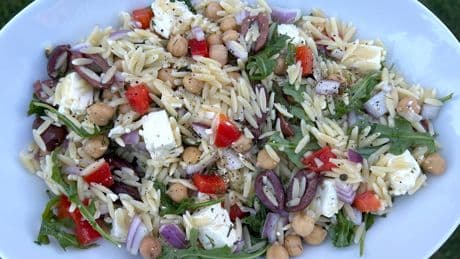 My Greek parents tried Ina Garten's Greek orzo salad, and now they can't stop making it