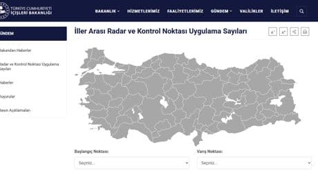 İller arası radar uygulama sayıları görülebilecek