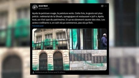 Paris: quatre établissements israélites, dont le mémorial de la Shoah, ciblés par des jets de peinture