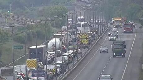 A55 crash LIVE: Traffic chaos after collision with 'cows overturned' on road