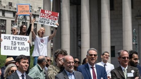In Suits and Ties, Lawyers Protest Trump’s Attacks on the Legal System