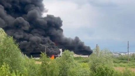 Huge fire breaks out at Russian oil refinery after suspected Ukrainian drone attack