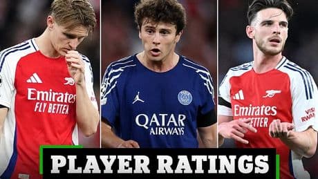 Arsenal 0-1 PSG - PLAYER RATINGS: Which Gunner endured a tricky night? Who missed a massive chance? And who was a bundle of energy for the visitors?