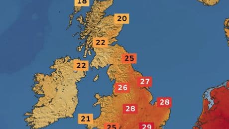 Met Office map reveals where Brits will bask in 29C heat this WEEK as thunderstorms & ‘intense’ downpours to hit