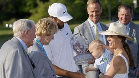Scottie Scheffler's son brings £3m winner back down to earth as Amanda Balionis apologises