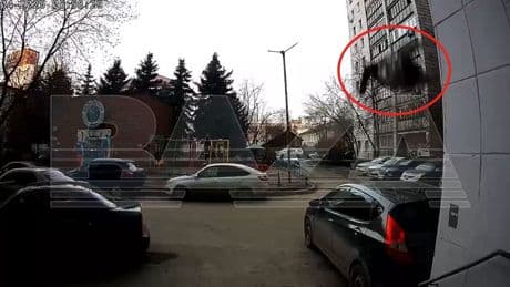Shock moment Russian gran, 80, plunges SIX STOREYS & crushes car after falling while washing her windows… but SURVIVES