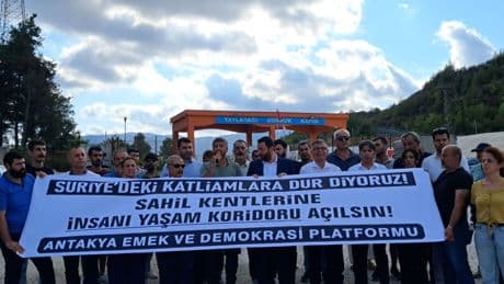 Antakya'da Yayladağ Sınır Kapısı'ndan çağrı: Katliamlar dursun, insani koridor açılsın