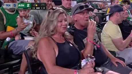 Sports channel forced to cut broadcast as couple filmed engaging in explicit act