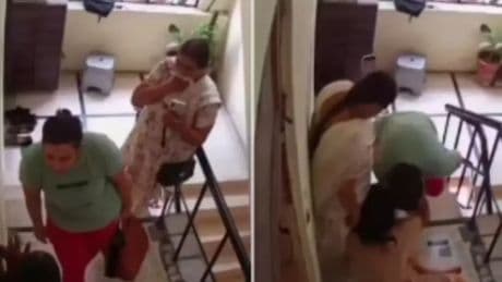 Kaynanasını dövüp merdivenlerden aşağıya attı, o anları annesi videoya çekti