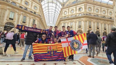La afición del Barça en Milán