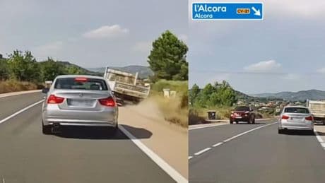 Las impactantes imágenes de un camión que se sale de una carretera en Castellón y casi sufre un grave accidente: “Se ha pegado una sobada histórica, a saber las horas que lleva trabajando para sacar adelante a su familia”