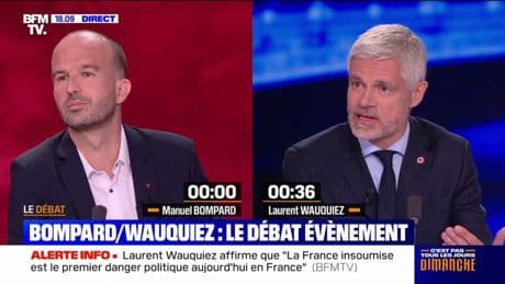 Laurent Wauquiez (LR) affirme que "La France insoumise est le premier danger politique aujourd'hui en France", Manuel Bompard (LFI) lui répond en disant "qu'il alimente les fantasmes sur LFI"