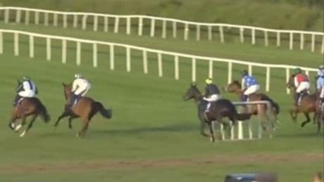 Racing commentator left baffled as eight horses appear to take the wrong course