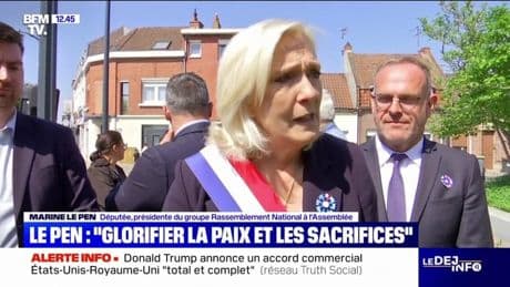 "Il est bon de glorifier la paix", assure Marine Le Pen en marge des commémorations du 8-Mai