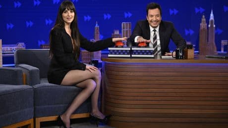Dakota Johnson narrowly avoids ‘Tonight Show’ wardrobe malfunction