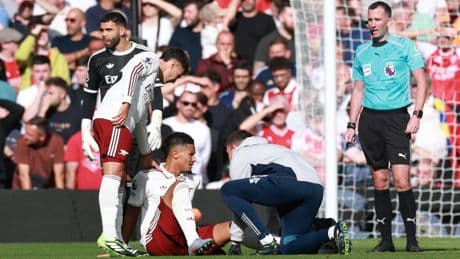 Arsenal hit by William Saliba injury blow in Premier League clash with Liverpool