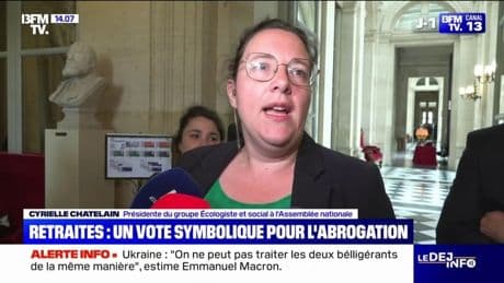 Cyrielle Chatelain, présidente du groupe Écologiste et social: "Ce vote démontre qu'il n'y a pas de majorité à l'Assemblée nationale pour la réforme des retraites"