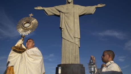 Catholics call for environmental action at Rio de Janeiro's iconic Christ the Redeemer statue