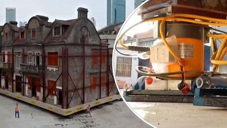 Gebouwencomplex verplaatst door 432 robots