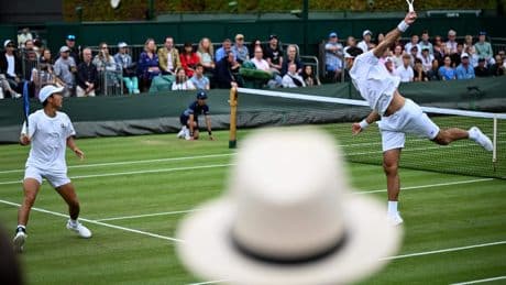 Stunt: Nederlander David Pel (34) na zinderende supertiebreak naar finale Wimbledon in dubbelspel