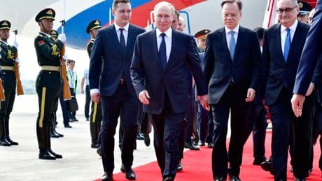 Putin given the red carpet treatment as he discusses Trump talks with Xi on sidelines of China summit