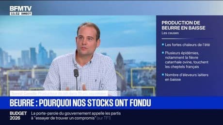 Production de beurre en baisse: "La hausse du prix du beurre est directement liée à la baisse de la production", affirme Benoît Gavelle, secrétaire général adjoint de l'Union des producteurs de lait