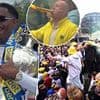 Leeds United fans shut down the city as they pack out the streets, climb up trees and set off smoke bombs to toast their Premier League promotion heroes on victory parade